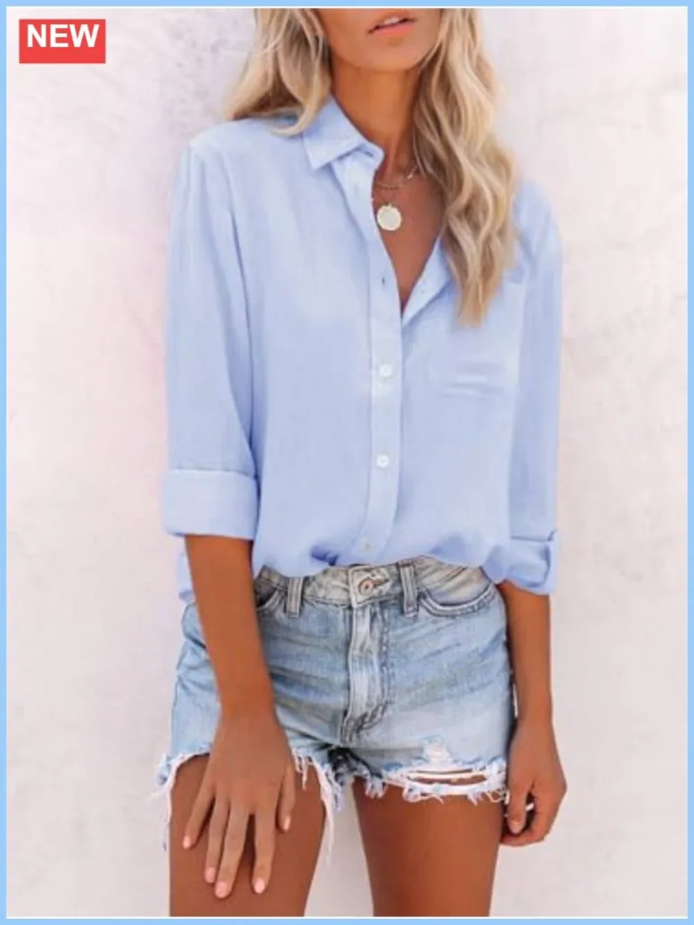 Women's Cotton Button Down Shirt Long Sleeve Oxford Work Blouse Collared Top